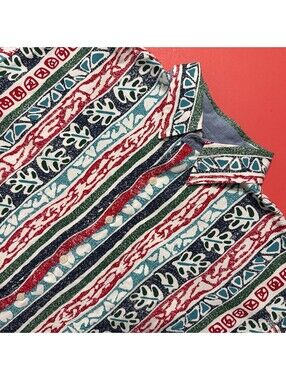Vintage Catalina Button‎ Down Shirt Multicolor Short Sleeve Leaf Geometric Men’s